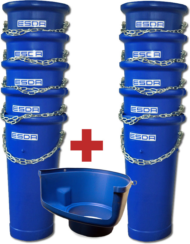 10 St. Bauschuttrutschen in blau + 1 St. Einfüllvorrichtung in blau
